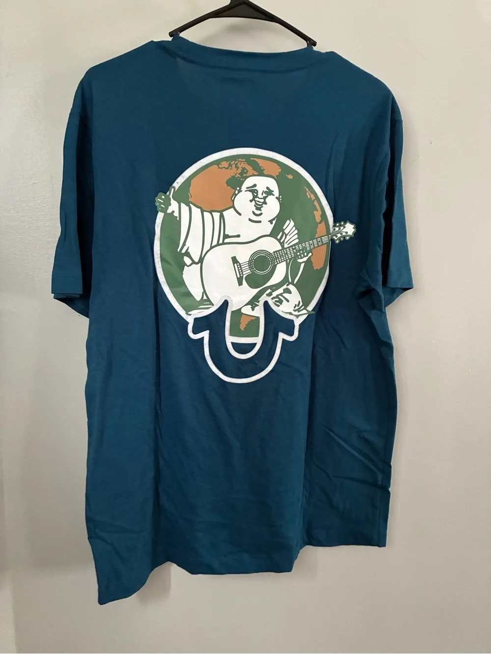True Religion Teal Short Sleeve Crew Neck Logo Tee